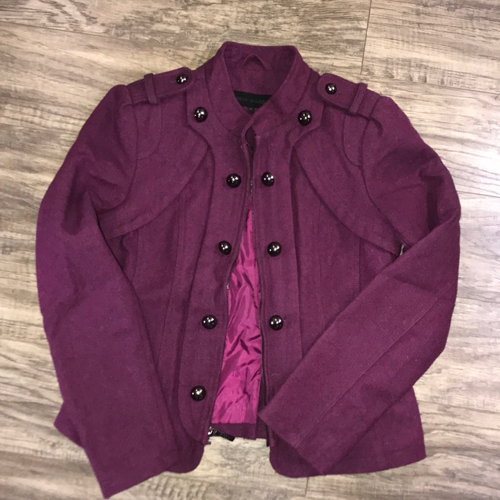 Steve Madden tweed zip blazer pink purple